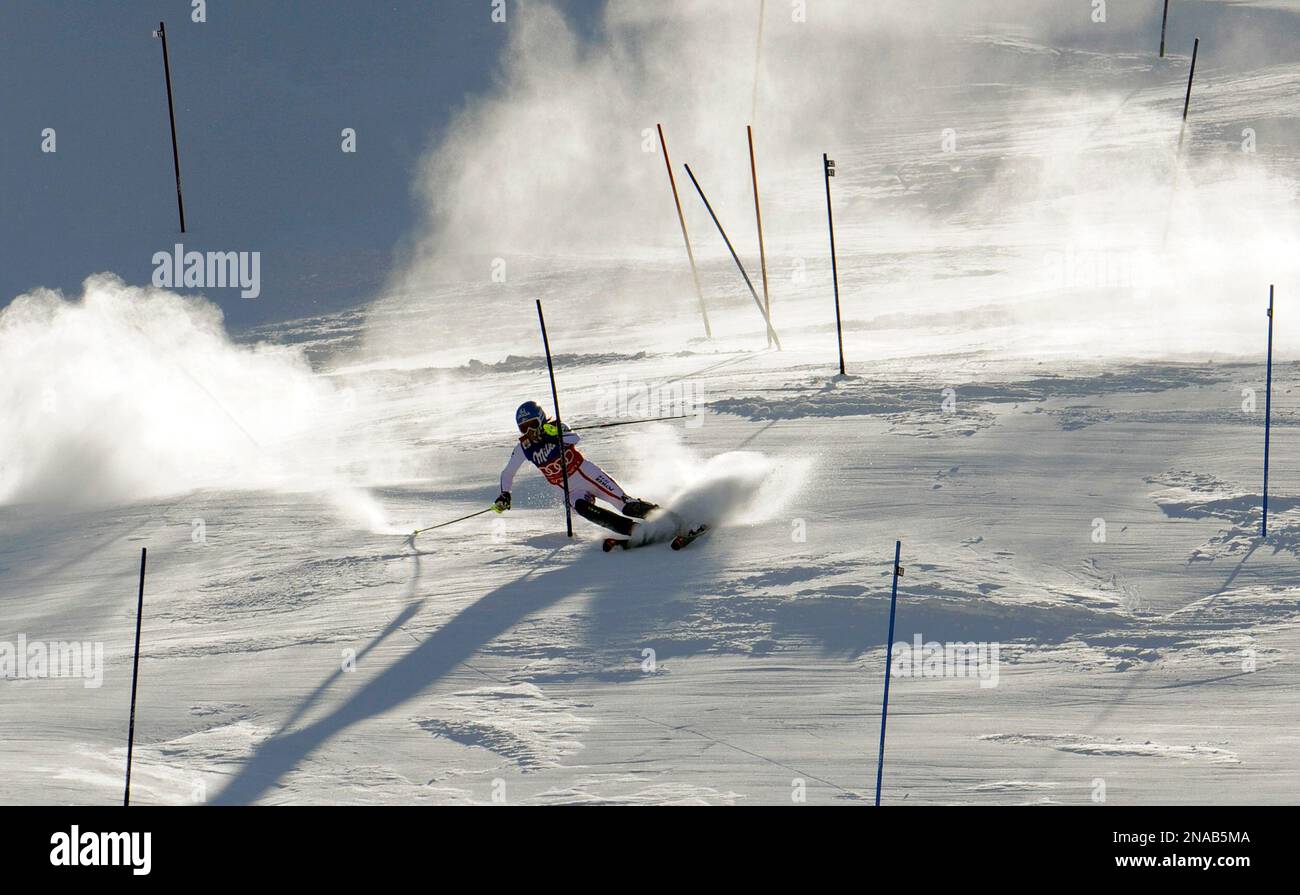 Austria's Marlies Schild competes on her way to win an alpine ski, women's  World Cup slalom, in Soldeu-Grandvalira, Andorra, Saturday, Feb. 11, 2012.  Marlies Schild of Austria won her sixth World Cup