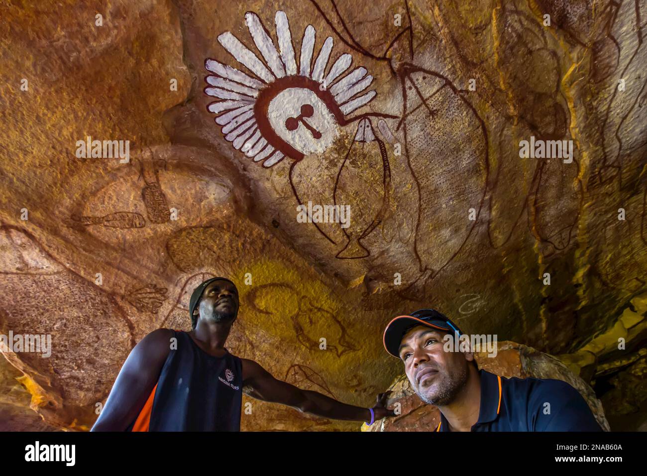 Aboriginal Guides, Indigenous People, Raft Point, Wandjina Art Site, Kimberley Region, Northwest Australia Stock Photo
