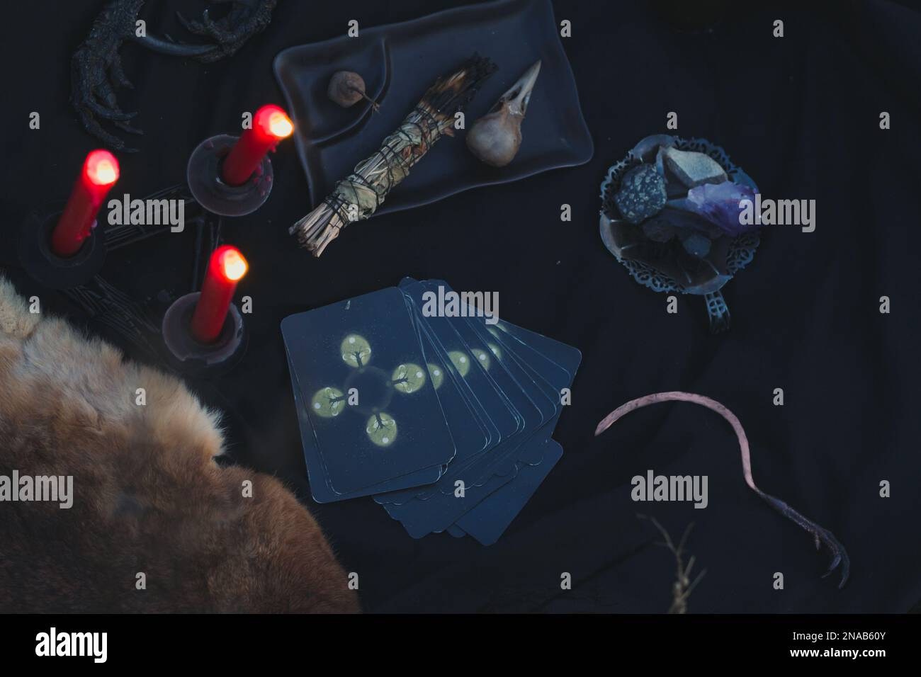 Close up ritual with candles concept photo Stock Photo