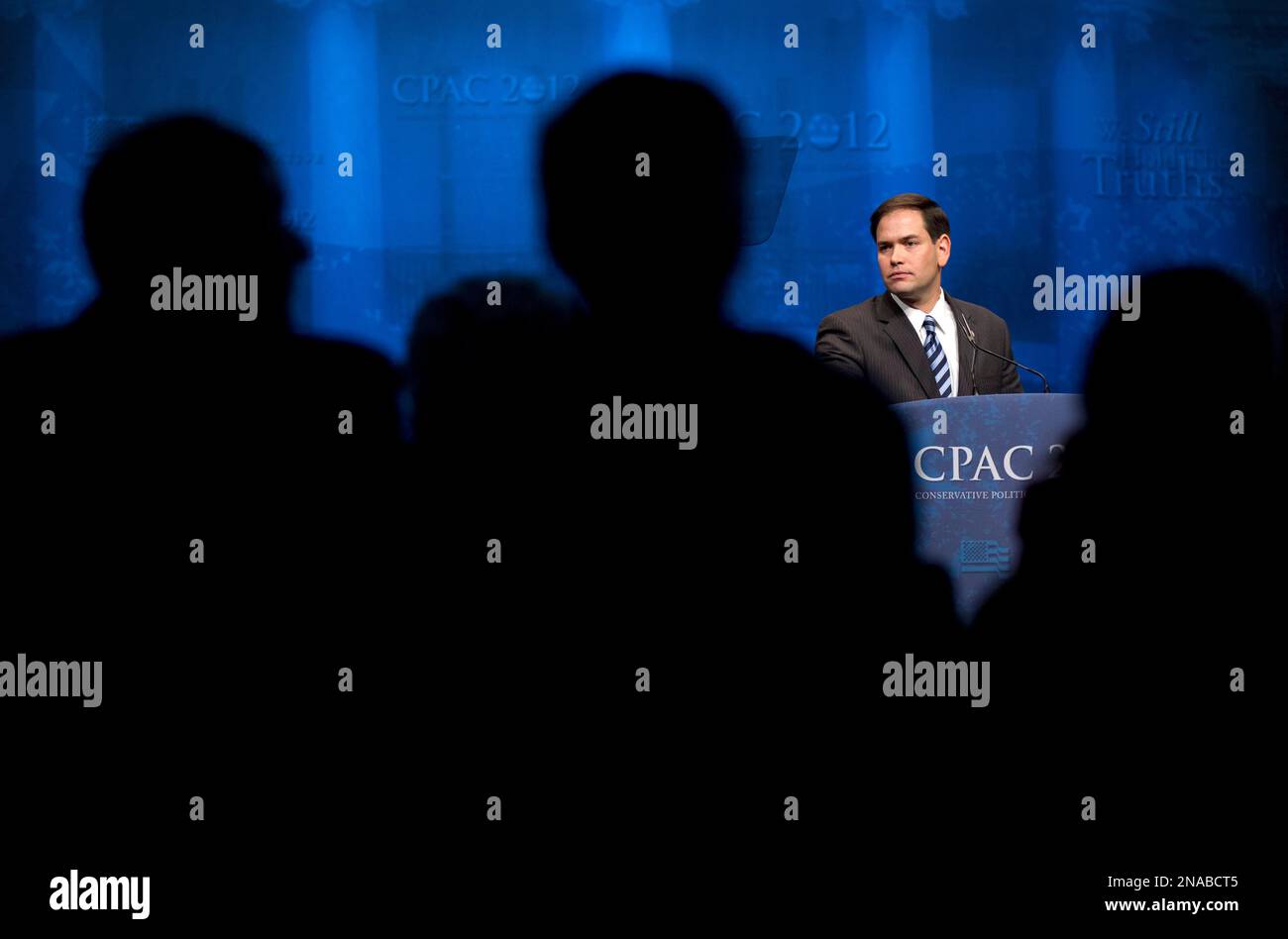 Sen. Marco Rubio, R-Fla. receives a standing ovation as he addresses ...