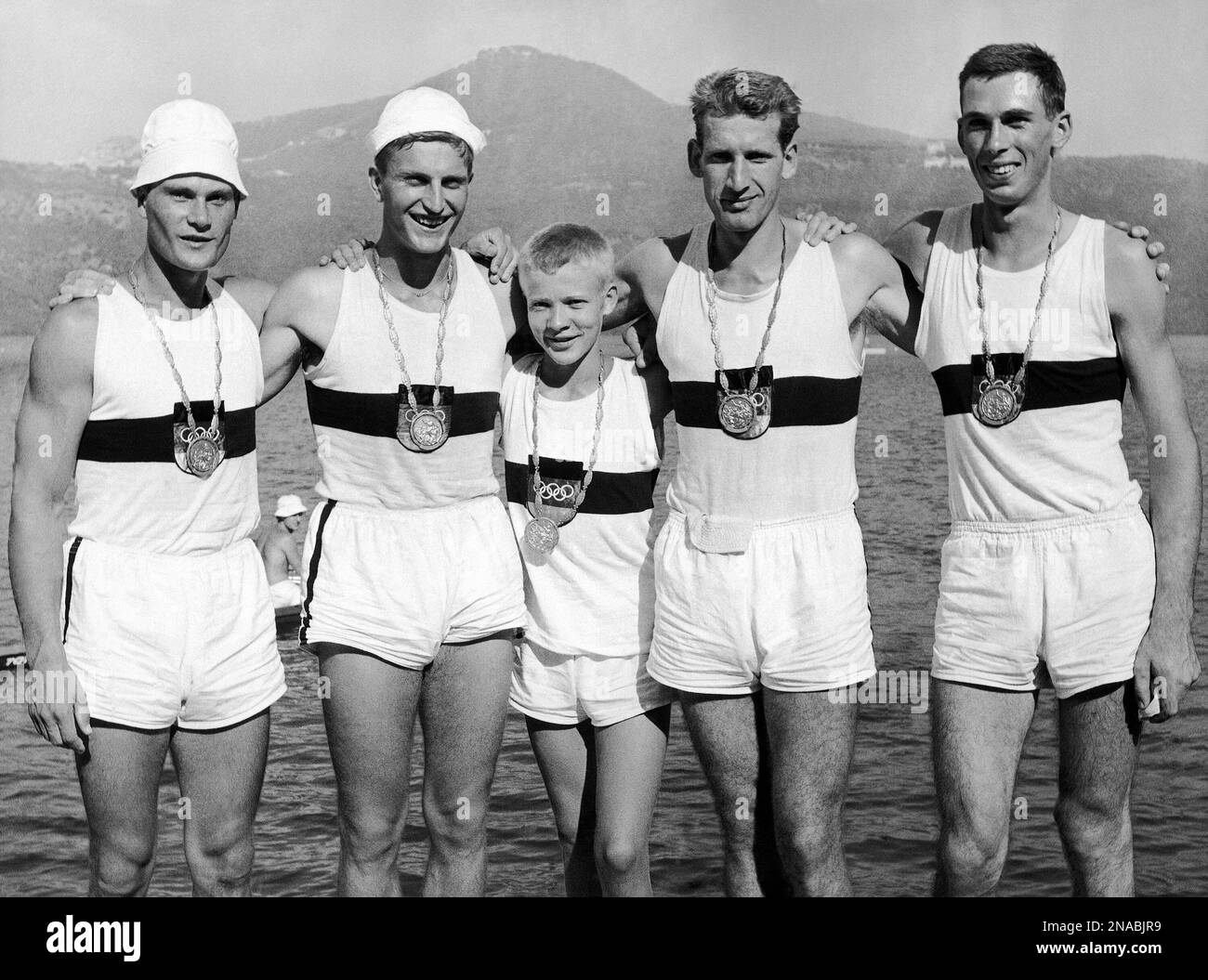 Gold medal winners of the Men's coxed fours Summer Olympic Games rowing