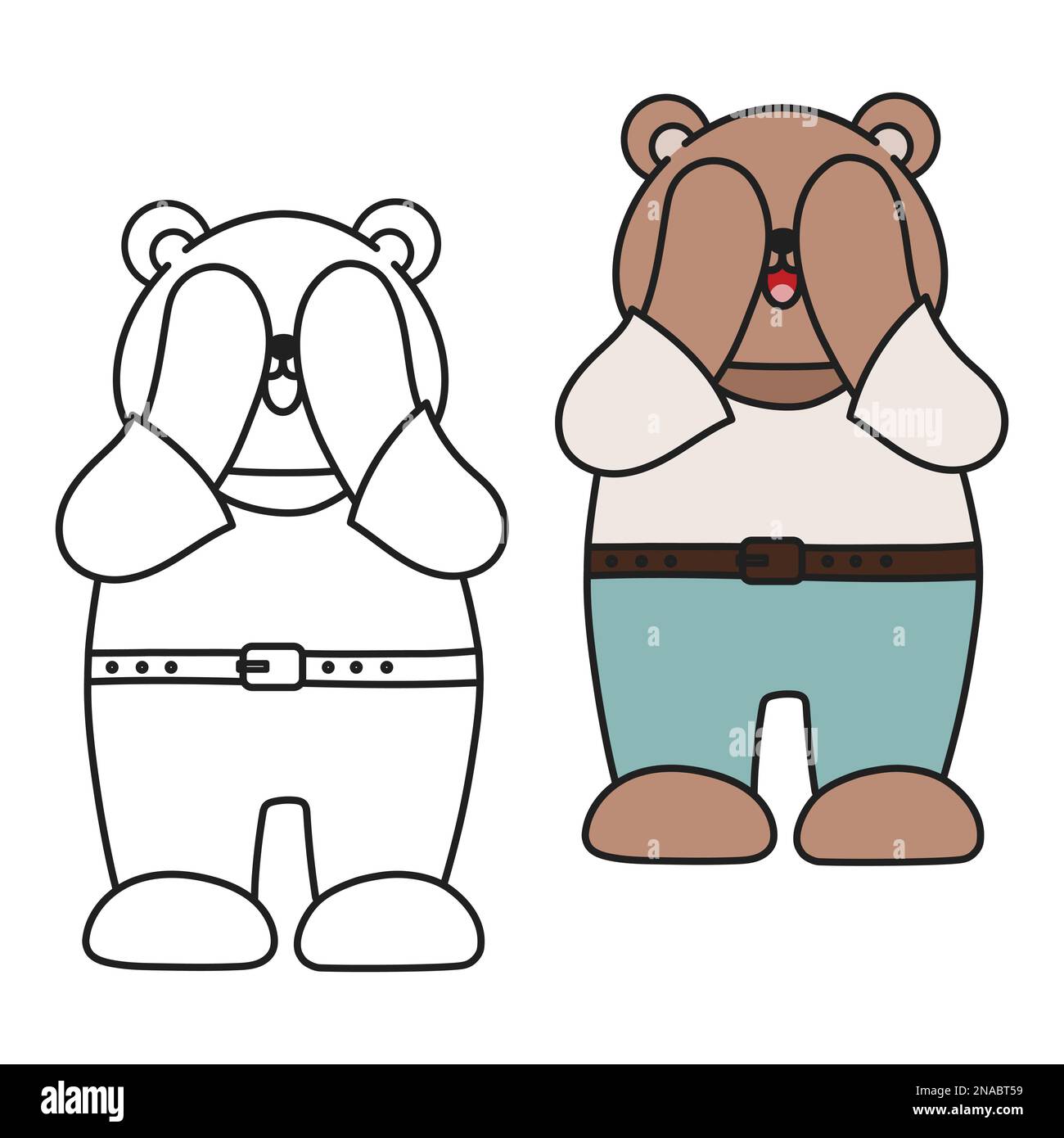 Teddy bear black and white outline illustration Stock Vector Image & Art Alamy