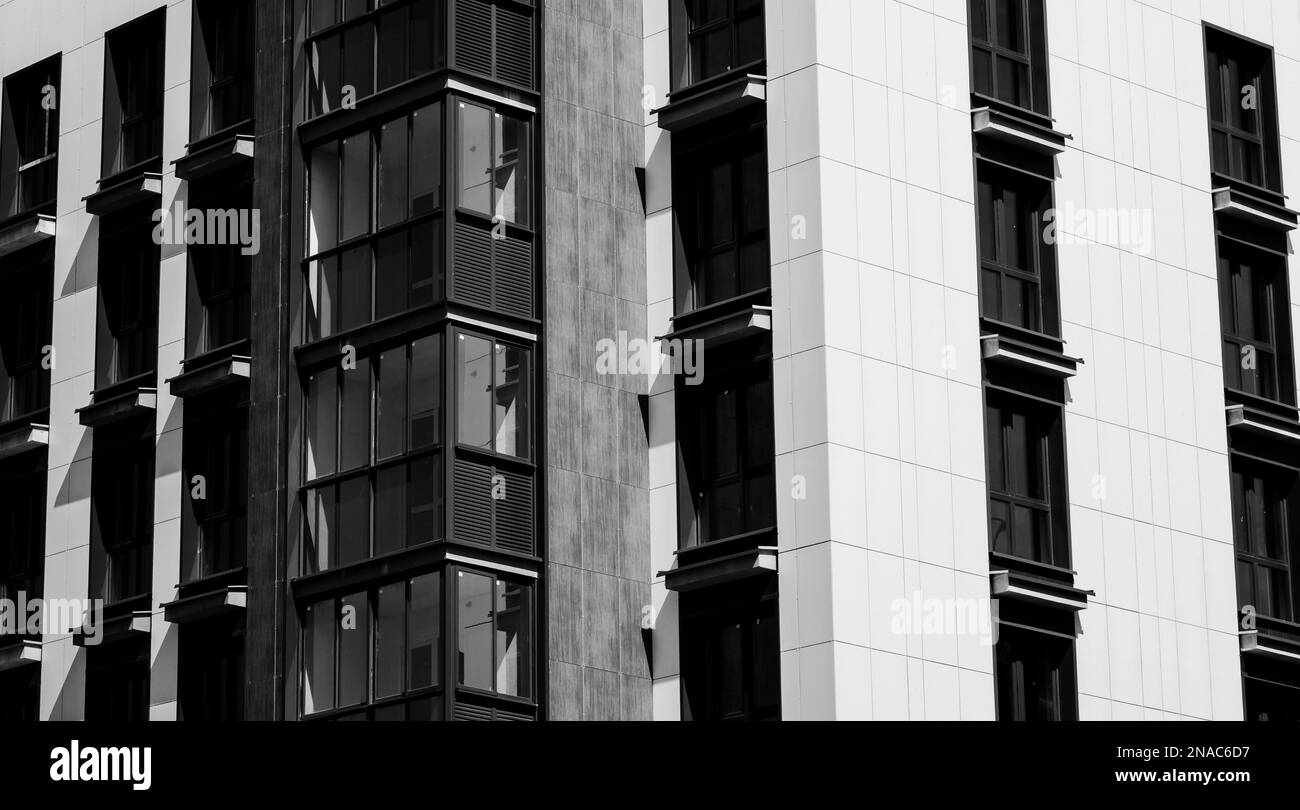 new apartment building. Multistoried modern stylish living block of