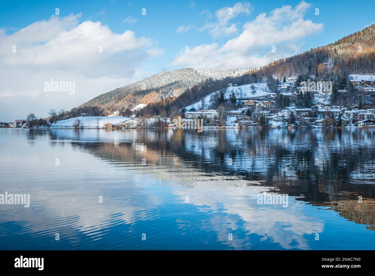 Tegernsee im Winter - Bayern im Schnee - Bavarian Vacation - Holidays in Germany - Urlaub in Deutschland Stock Photo