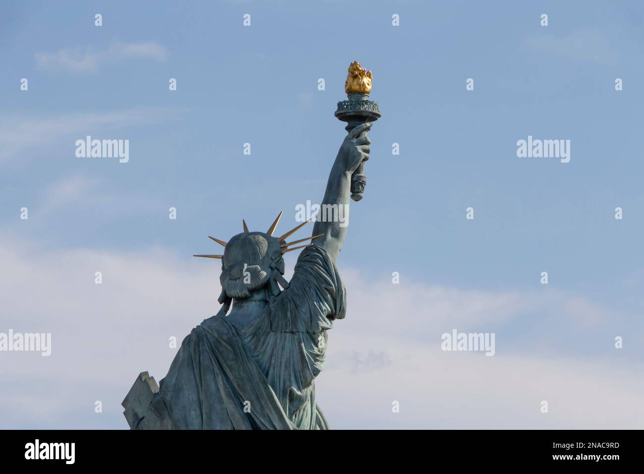 view on replica of statue of Liberty in Paris from backside Stock Photo