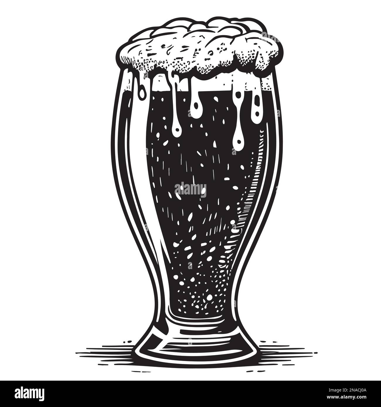 Glass of beer hand drawn sketch Vector illustration Stock Vector