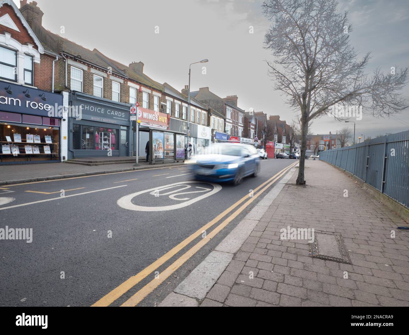 20mph, twenty mile an hour speed limit sign on road surface in London, imposed to prevent death and injury from collision  on London's streets Stock Photo