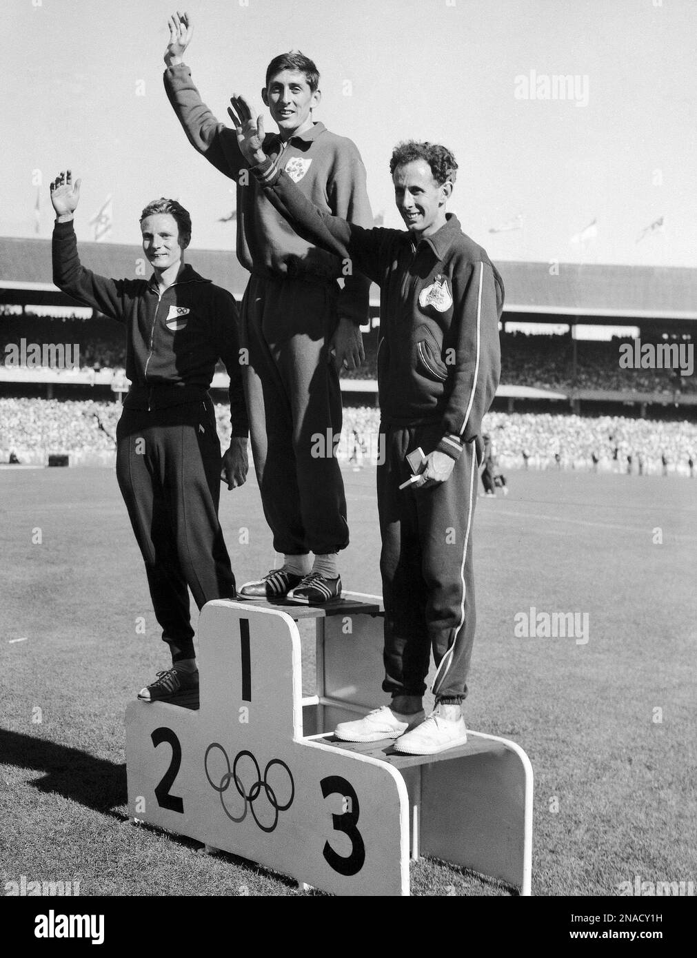 Winners of the 1500 meters Summer Olympic Games event wave from the ...