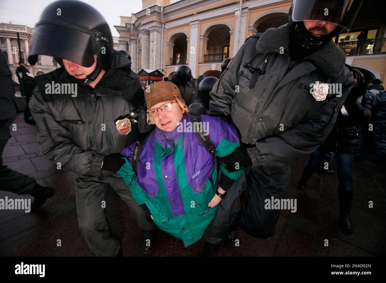 Police Officers Detain An Opposition Activist During A Banned Anti Kremlin Protest In St