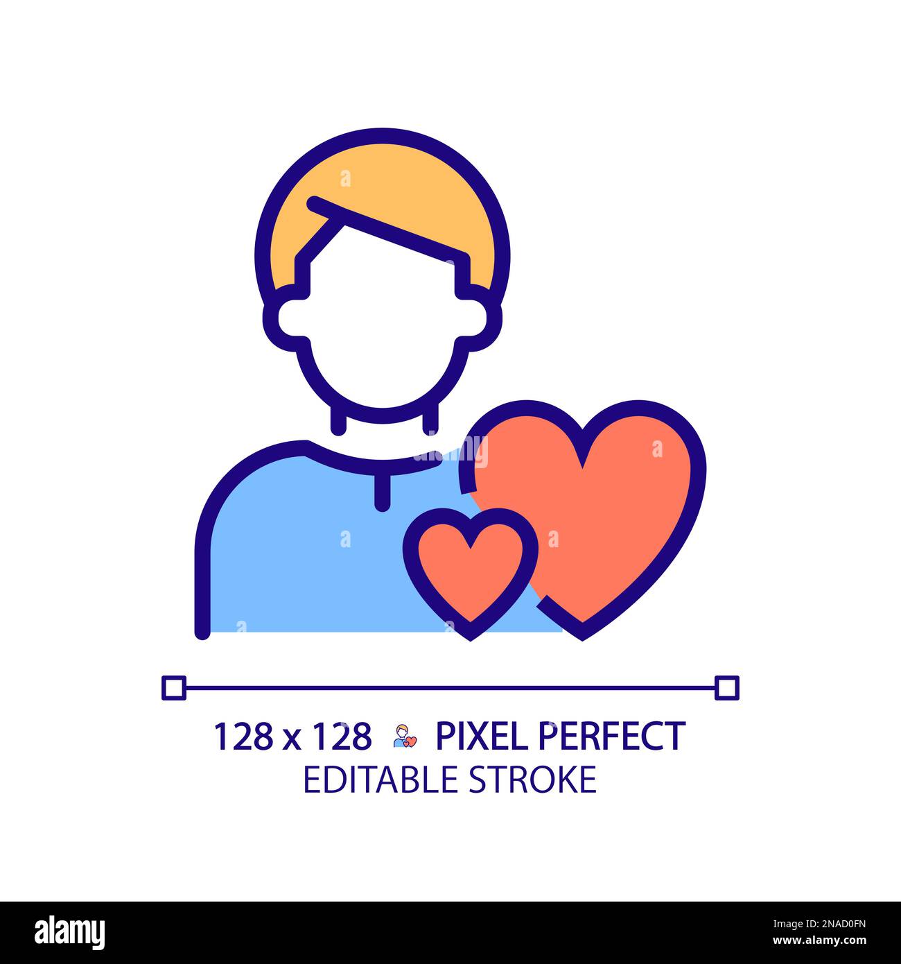 Caregiver pixel perfect RGB color icon Stock Vector