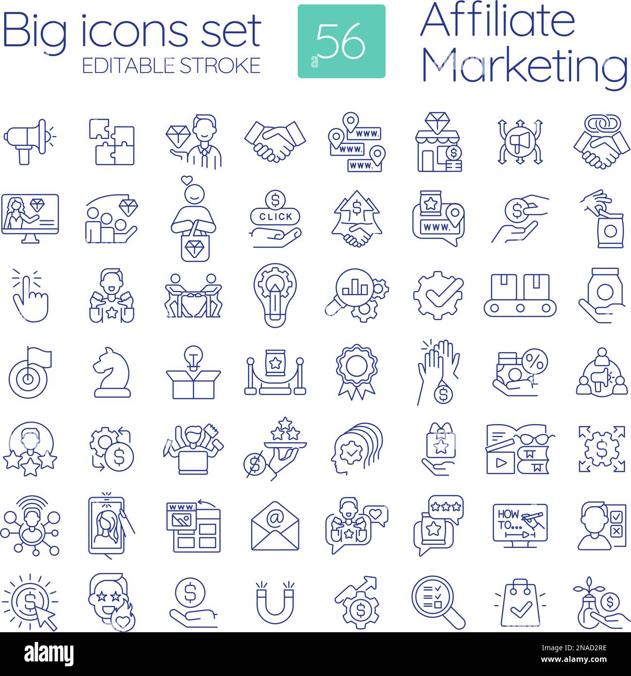 Affiliate marketing linear icons set Stock Vector