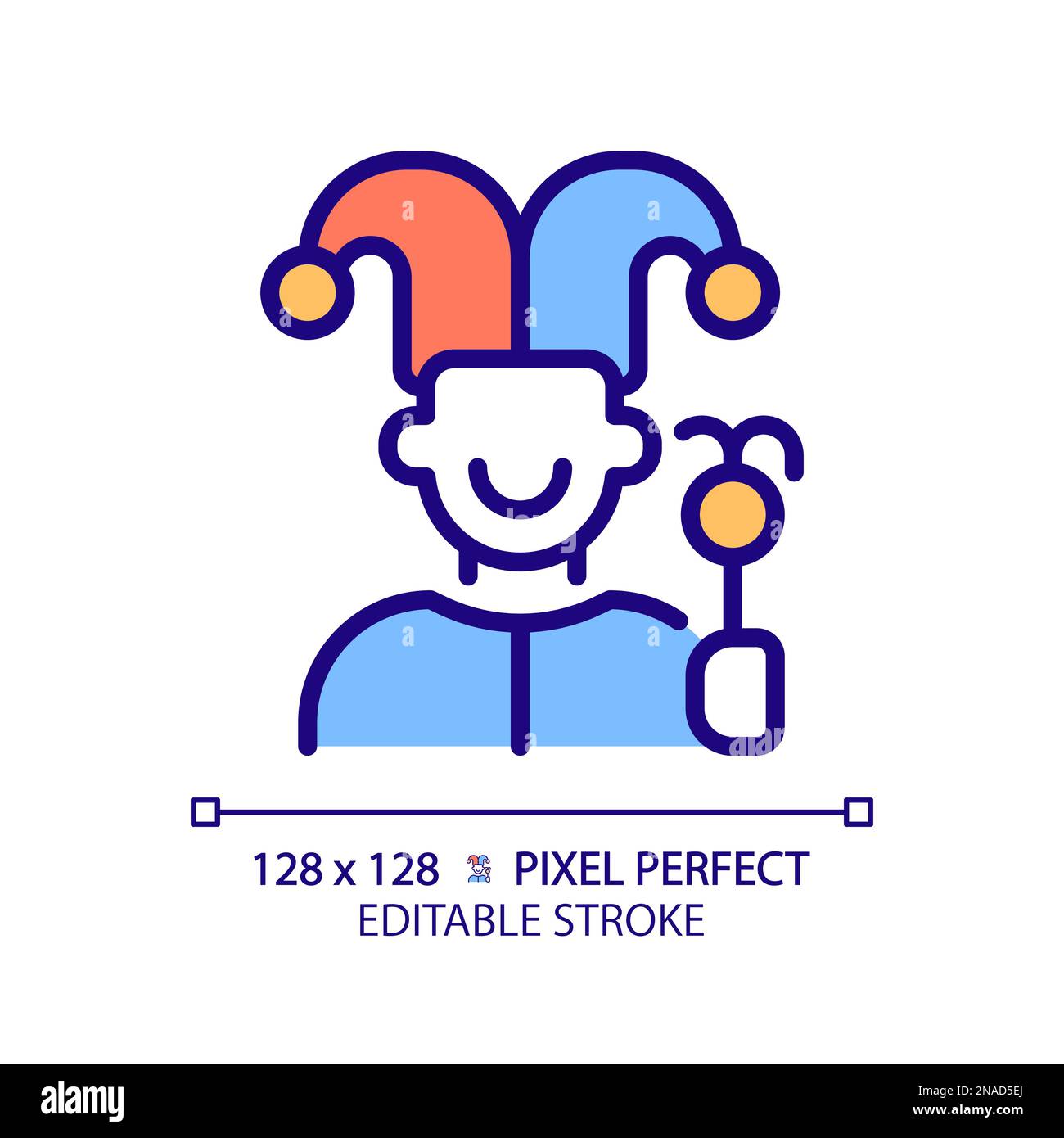 Jester pixel perfect RGB color icon Stock Vector