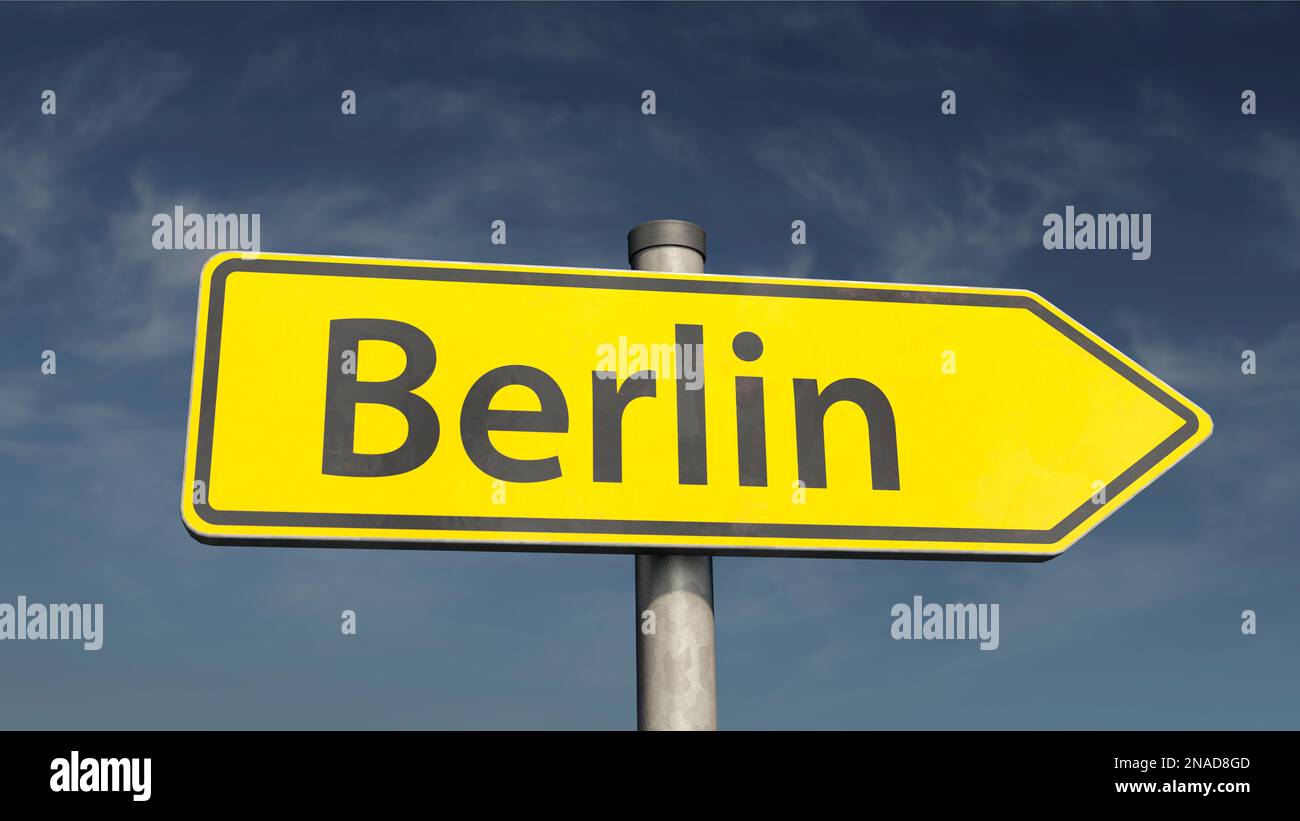 A signpost to Berlin (capital of Germany) Stock Photo