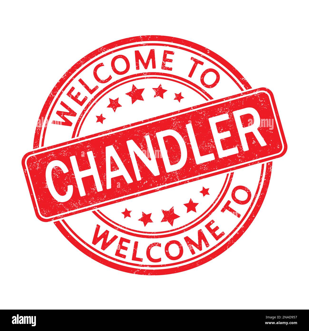Welcome to Chandler. Impression of a round stamp with a scuff. Flat style Stock Vector