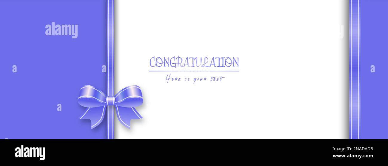 Blue satin ribbon with a bow. Template for background, greeting card ...