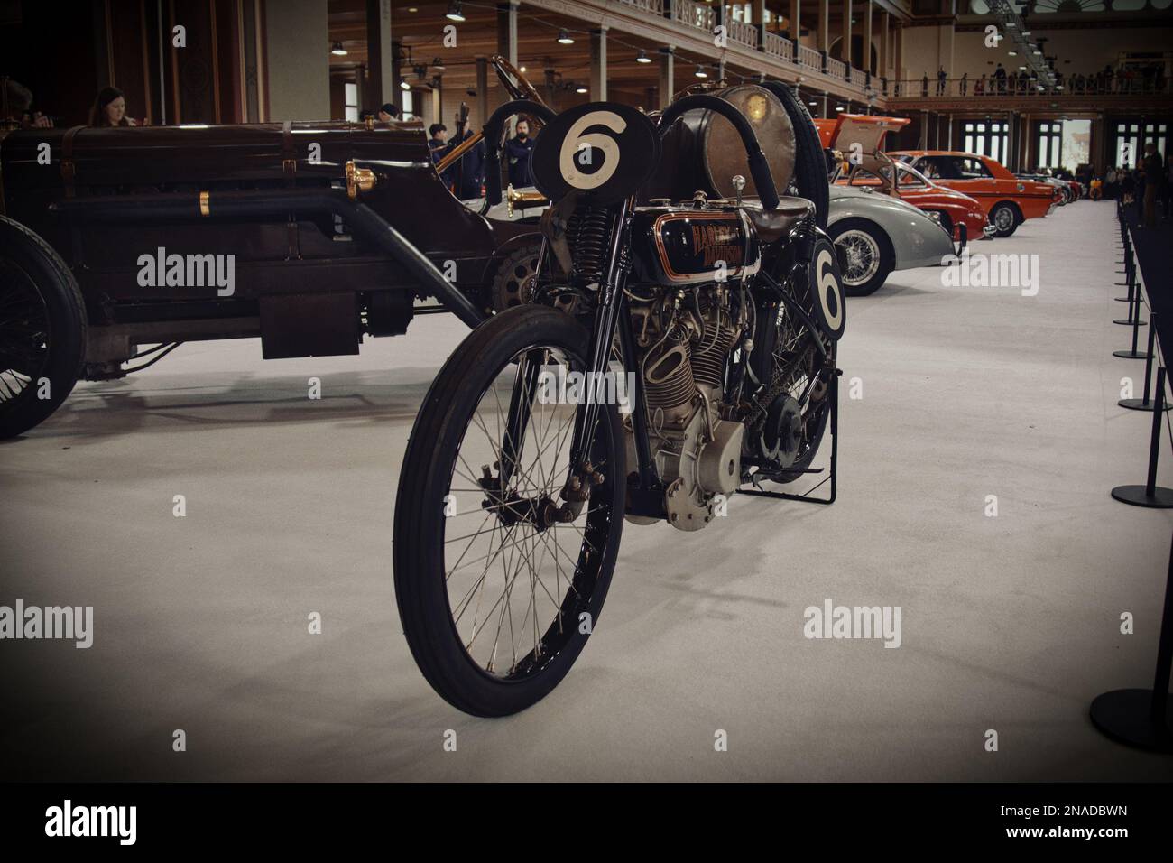 An old Harley Davidson motorcycle at a salon Stock Photo - Alamy