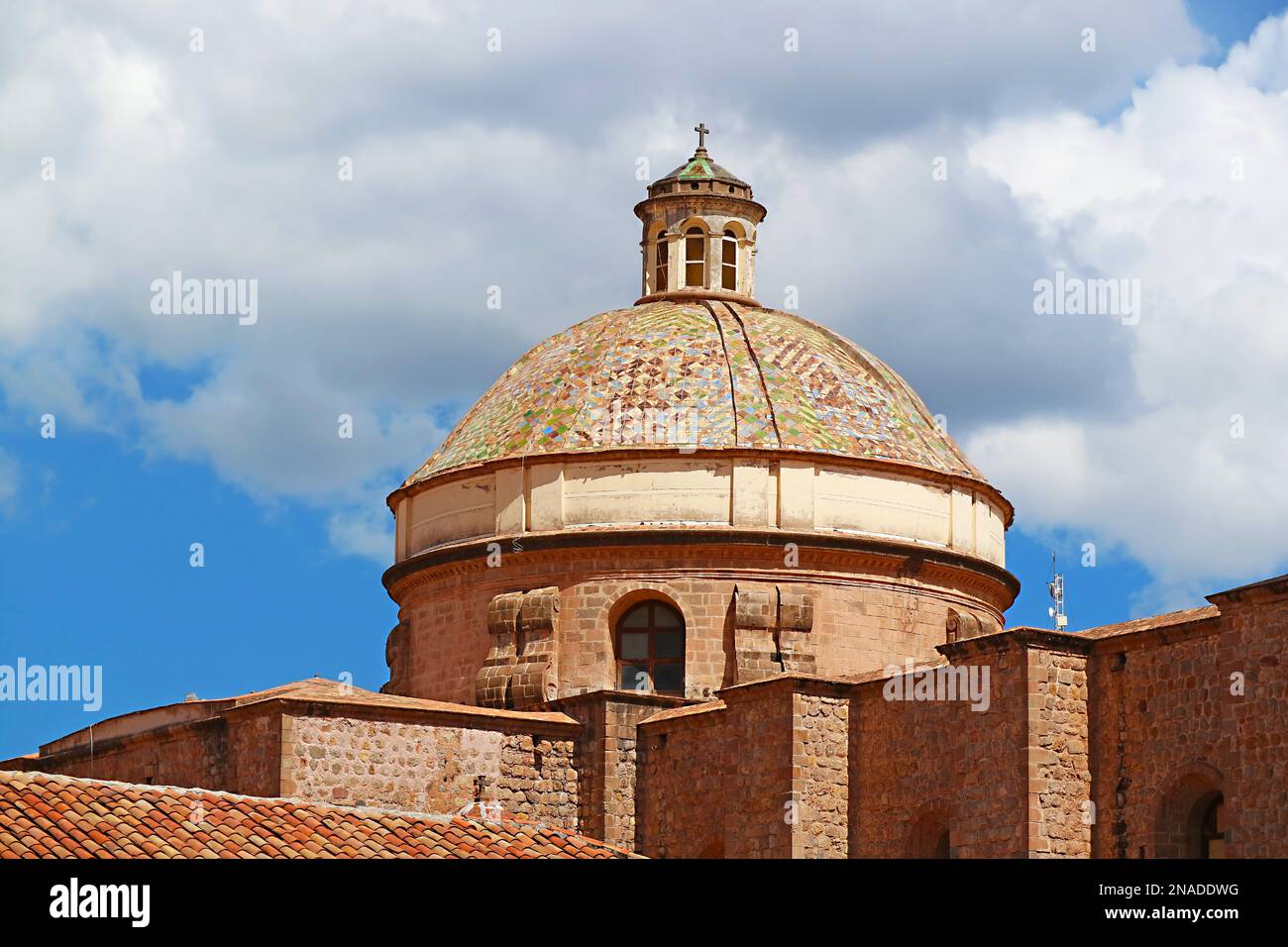 Dome of Church of the Society of Jesus or Iglesia de la Compania de Jesus on Plaza de Armas Square, Historic Center of Cusco, Peru, South America Stock Photo