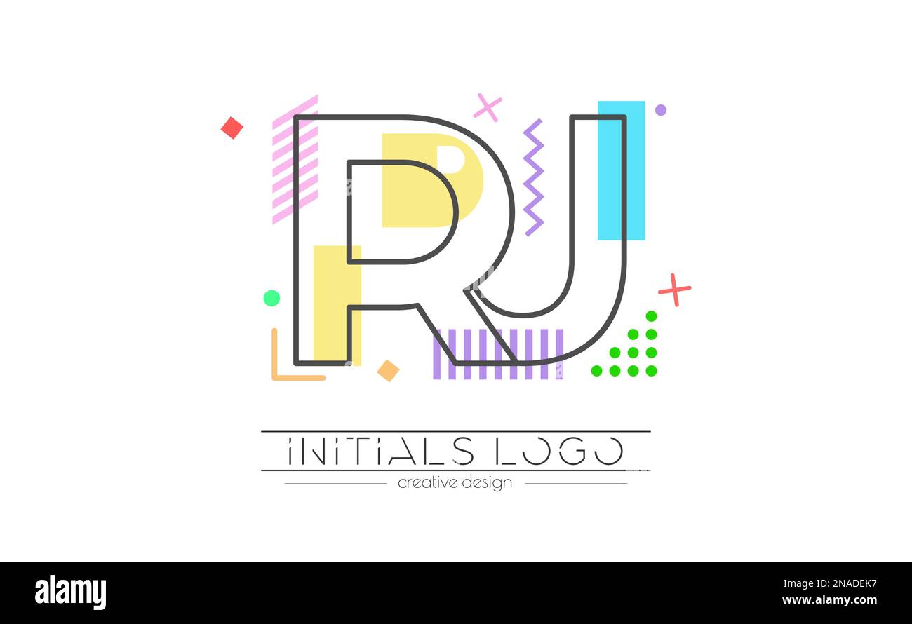 Letters R and J. Merging of two letters. Initials logo or abbreviation