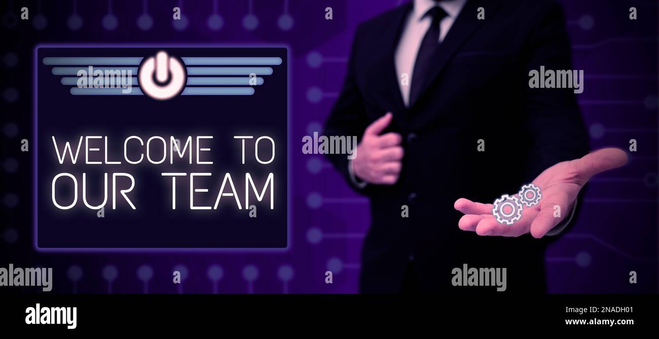 Conceptual caption Welcome To Our Team, Business approach introducing ...