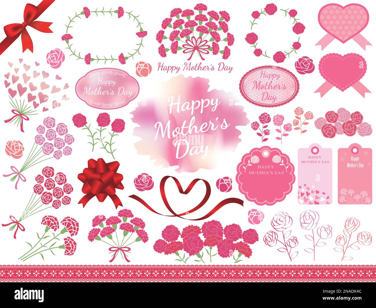 Vector Mother’s Day Design Element Set Isolated On A White Background. Stock Vector