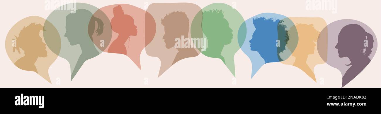 The speech bubble. Multicultural community or community. Communication ...