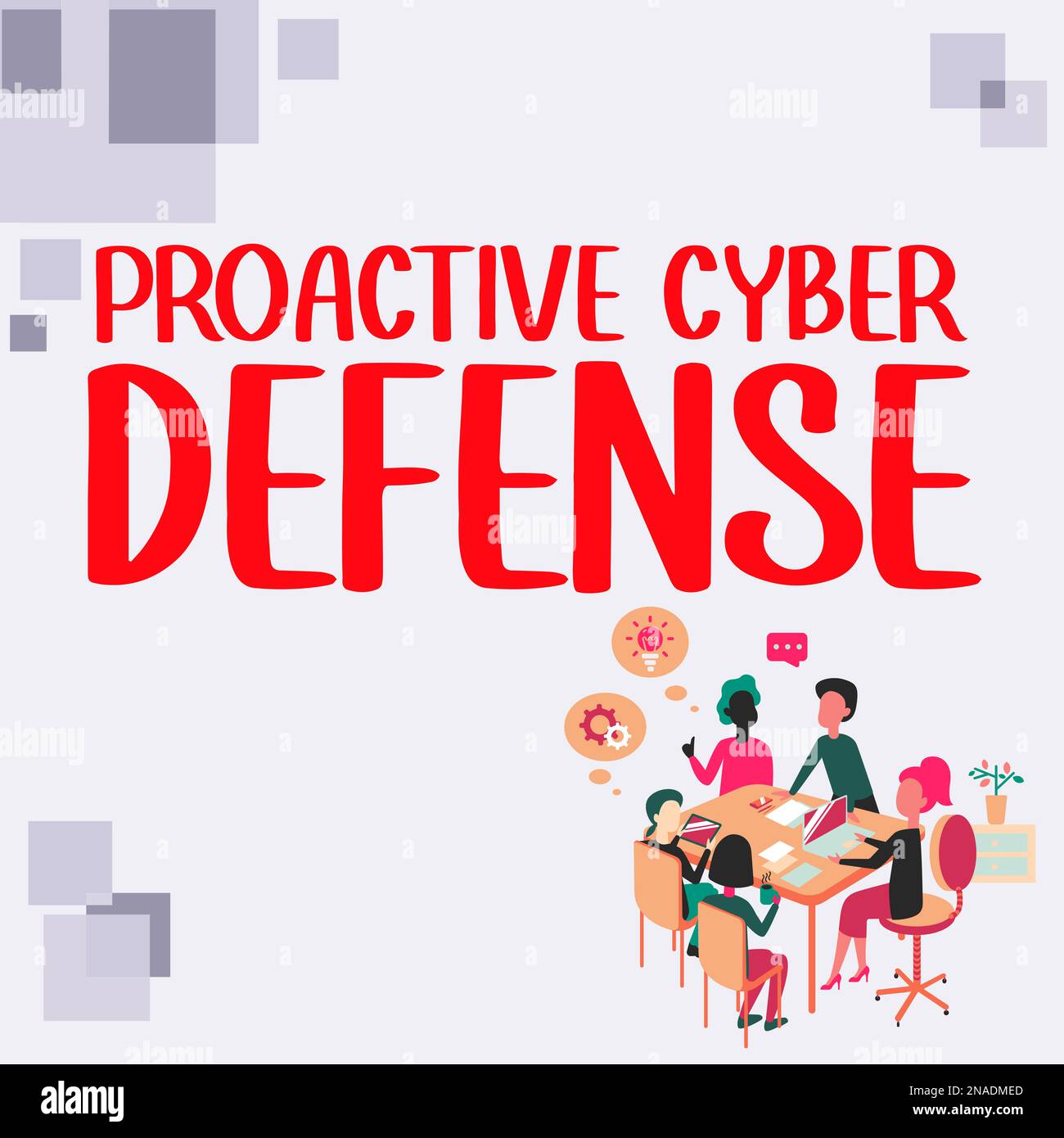 Conceptual caption Proactive Cyber Defense, Word for acting in front of ...