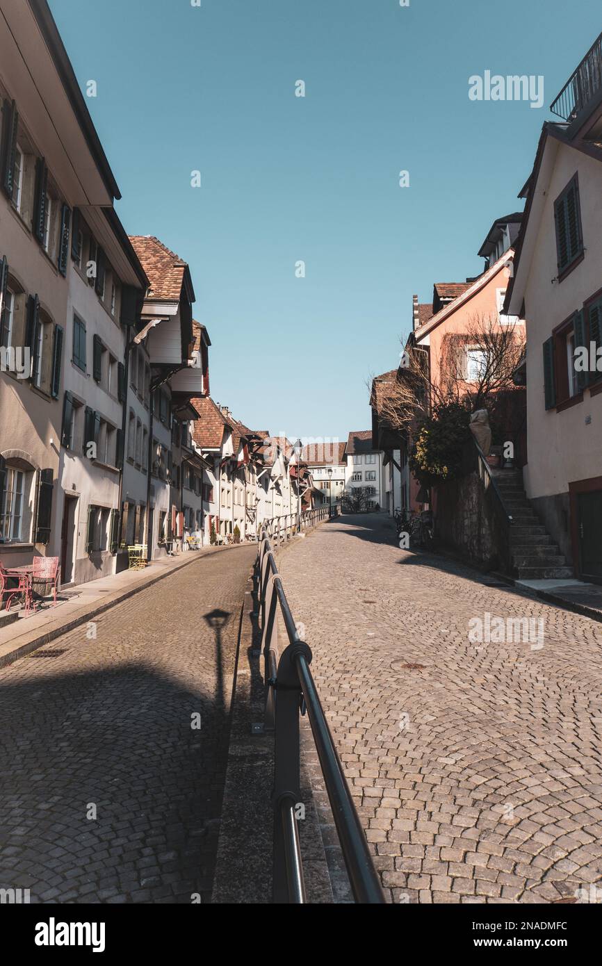 Street in the city of Aarau in Switzerland, town houses Stock Photo