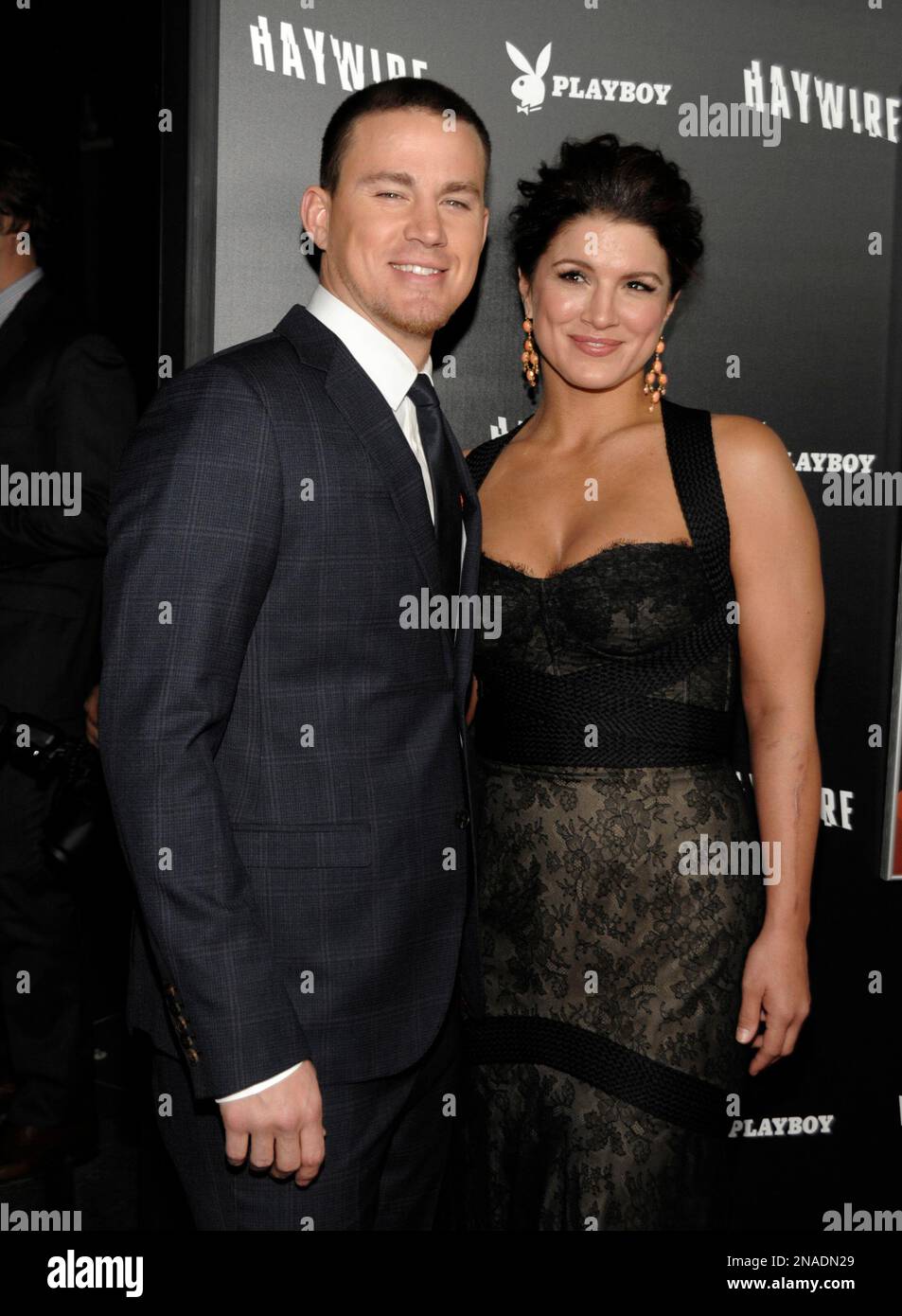 Actress Gina Carano, right, and actor Channing Tatum arrive at the premiere of the feature film