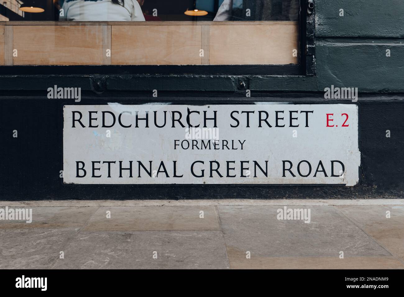 Street name sign on Redchurch Street (formerly Bethnal Green Road) in East London, UK. Stock Photo