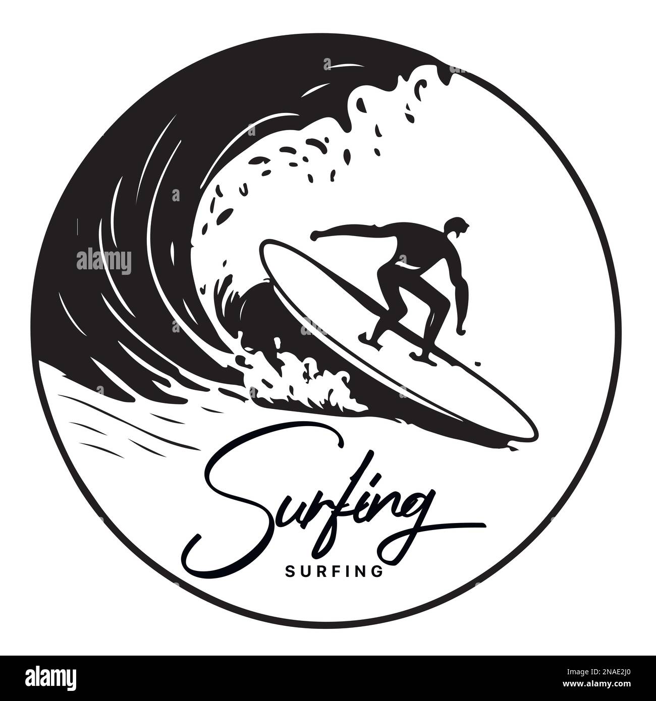 Surfing Logo Design. Surfer And Wave. Vector Illustration. Vector