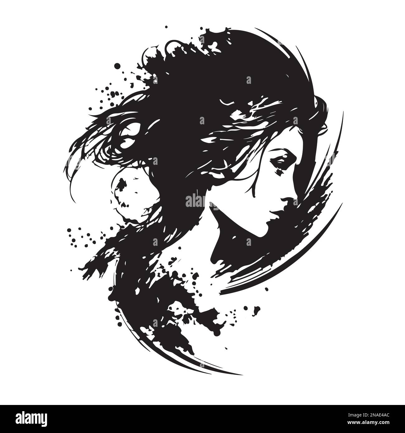 Beautiful Woman Silhouette Tattoo Of Abstract Girl Hair Royalty Free SVG  Cliparts Vectors And Stock Illustration Image 19714276