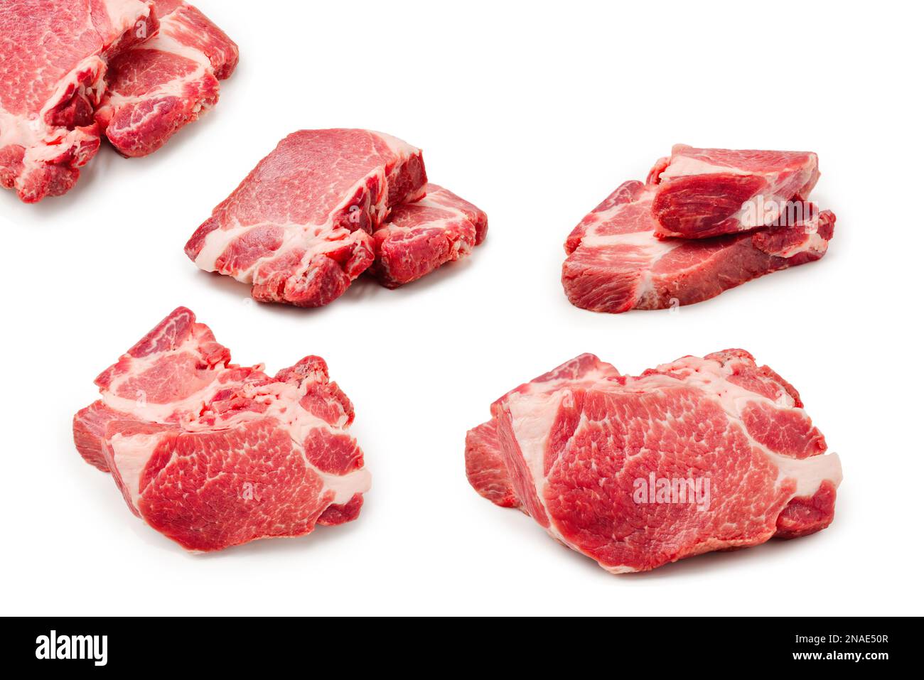 Raw pork isolated on white background Stock Photo - Alamy