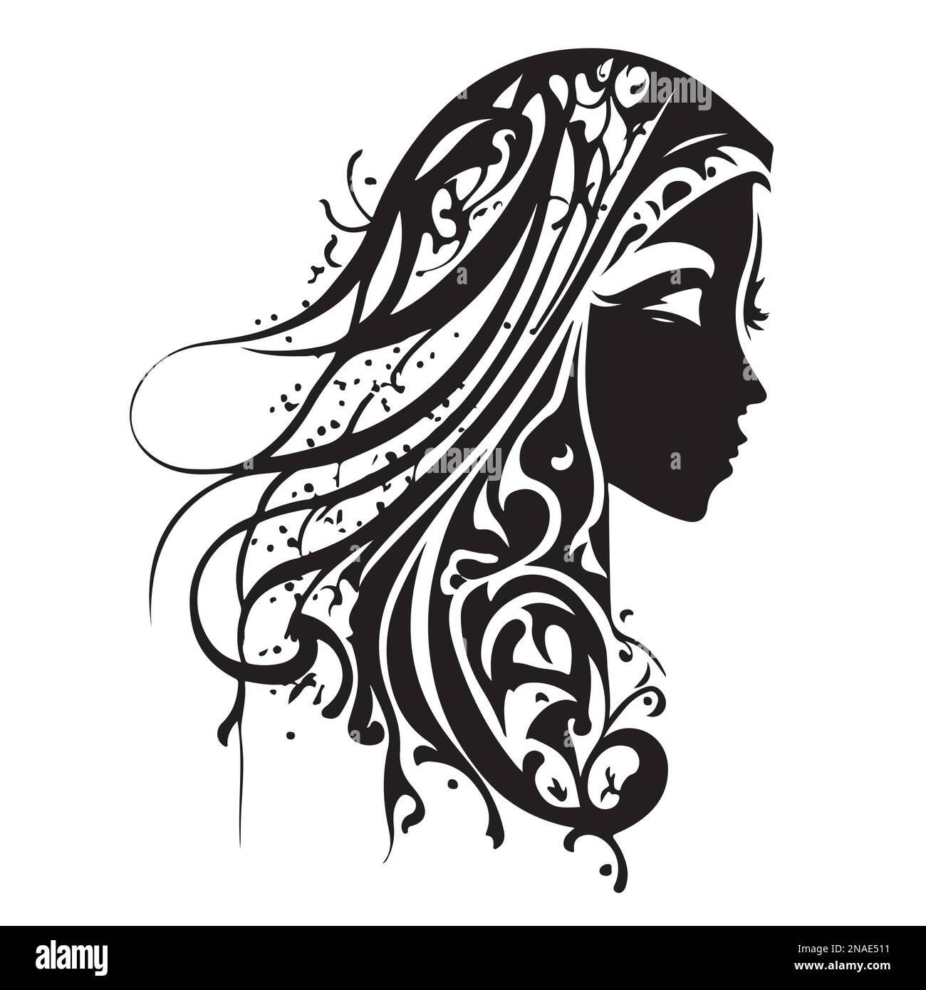 Abstract Vector Illustration Of A Beautiful Woman Female Silhouette