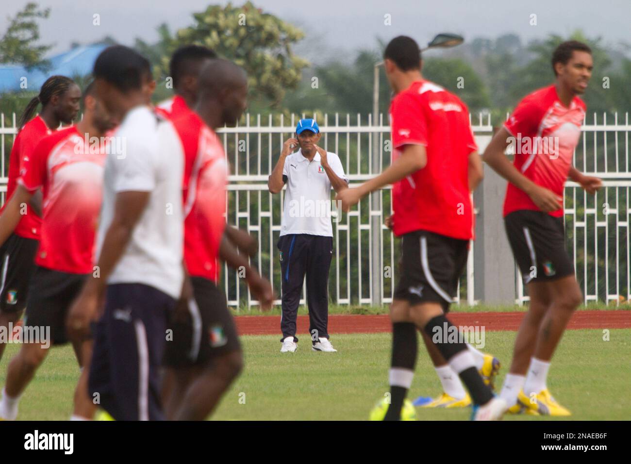 Equatorial Guinea's head coach Gilson Paulo of Brazil during a training  session in the Bata complex stadium in Bata , Equatorial Guinea, Tuesday,  Jan. 24, 2012. (AP Photo/Ariel Schalit Stock Photo - Alamy
