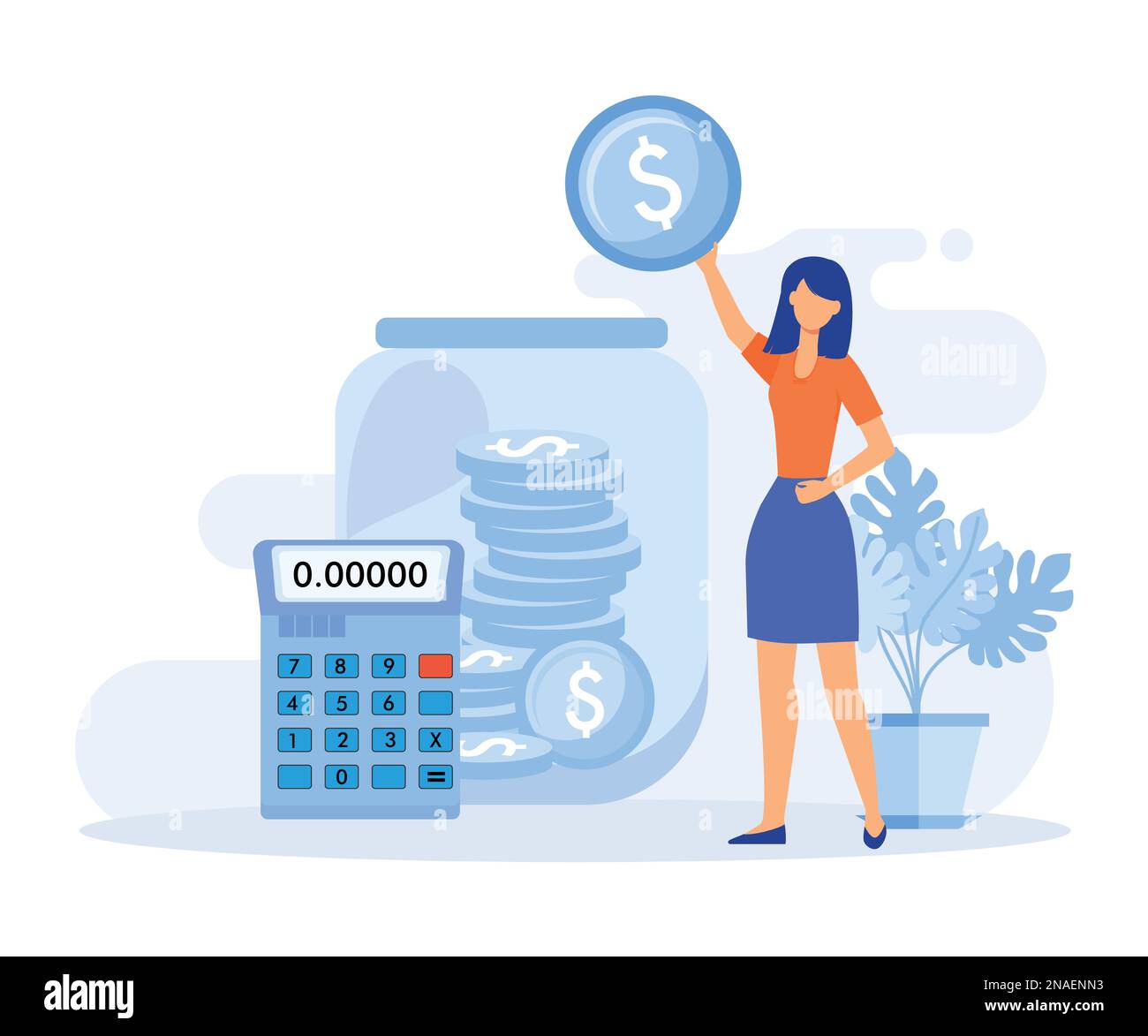 Retirement savings illustration. Senior characters investing money in 