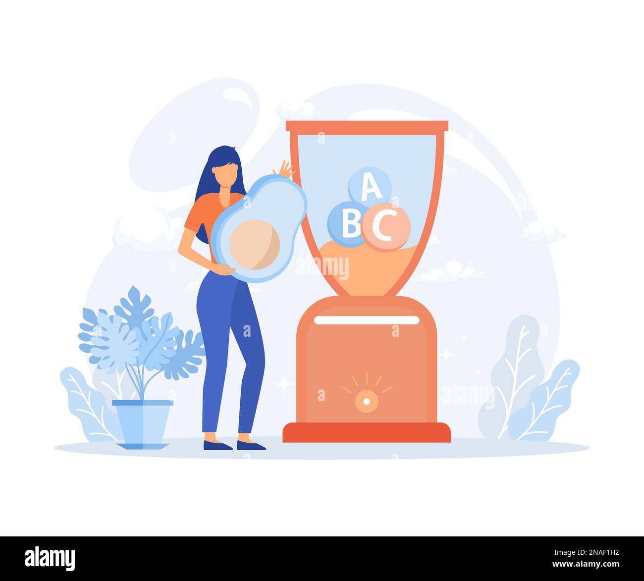 Healthy diet illustration. Characters drinking protein and fresh