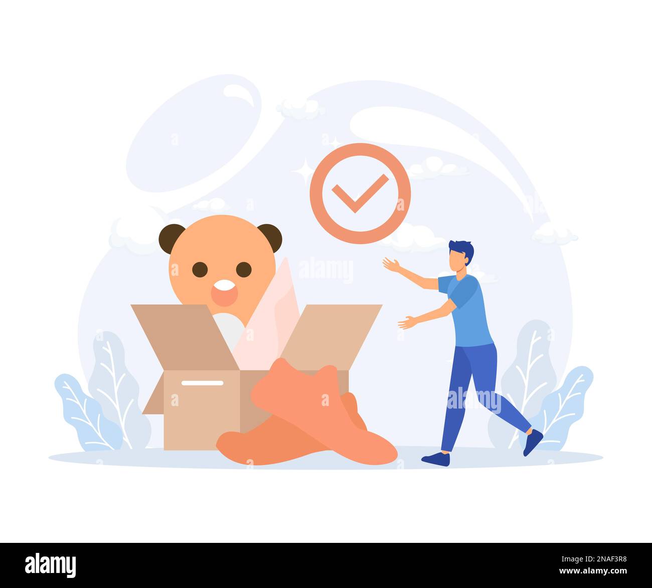 Donation illustration. Volunteers collecting and packing used clothes in boxes for charity. Flat vector modern illustration Stock Vector