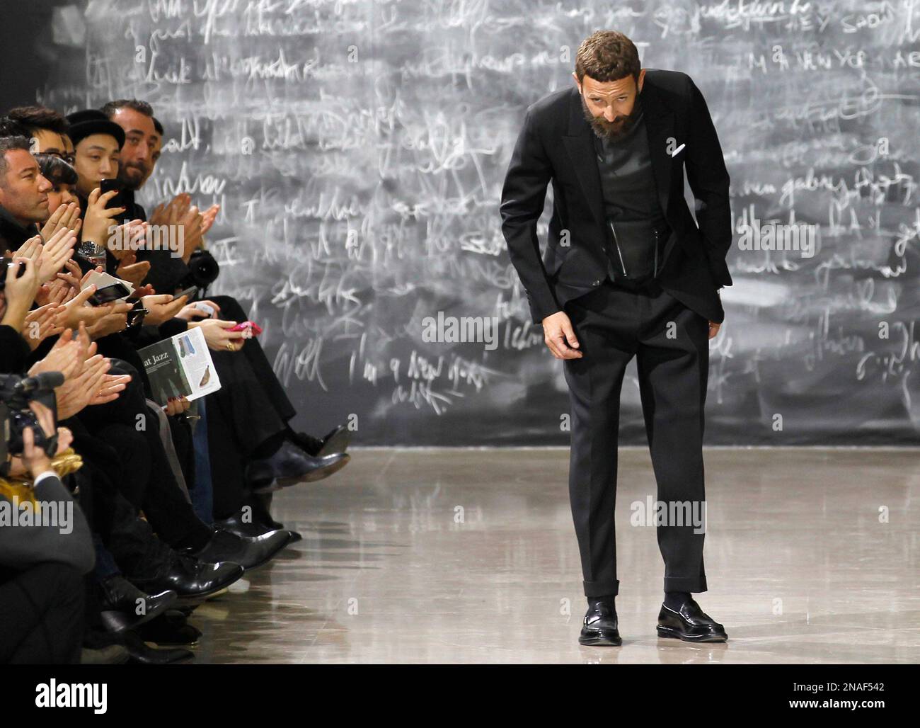 Designer Stefano Pilati after Yves Saint Laurent Fall-Winter 2011/2012  Ready-to-Wear collection show held at L'Hotel Salomon de Rotschild, in  Paris, France on March 7, 2011. Photo by Alain Gil-Gonzalez/ABACAPRESS.COM  Stock Photo -