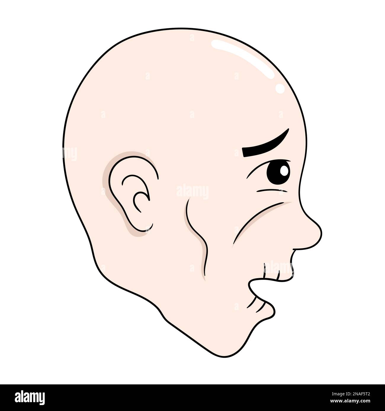 starving bald emaciated man head. vector design illustration art Stock Vector