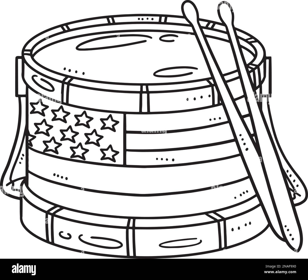 Marching Drum Isolated Coloring Page for Kids Stock Vector