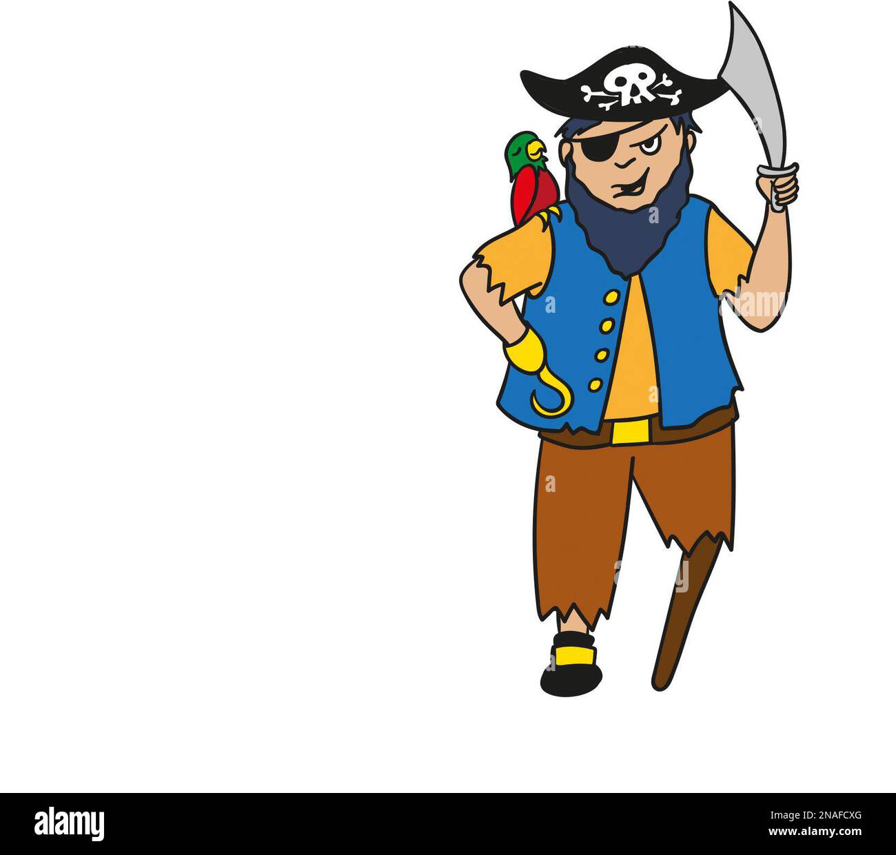 Illustrated pirate with a peg leg holding a cutlass Stock Photo Alamy