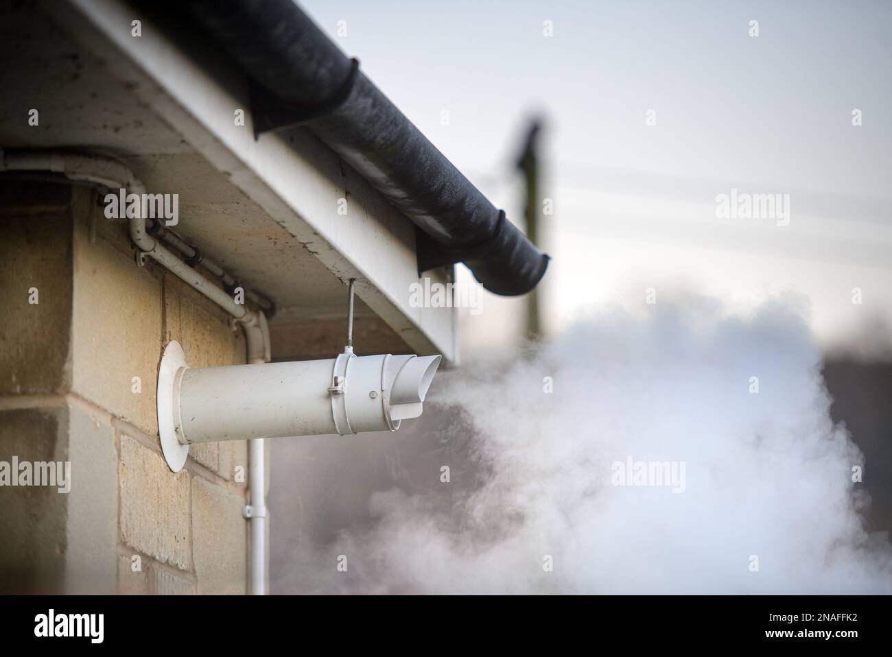 A gas boiler flue vent. Stock Photo