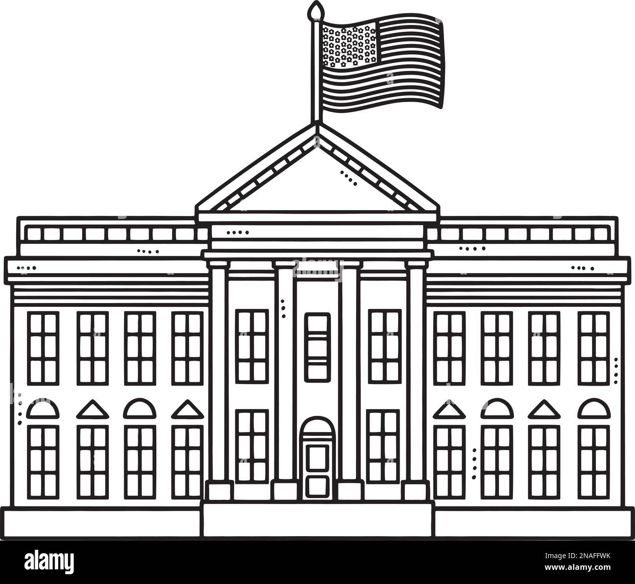 The White House Isolated Coloring Page for Kids Stock Vector
