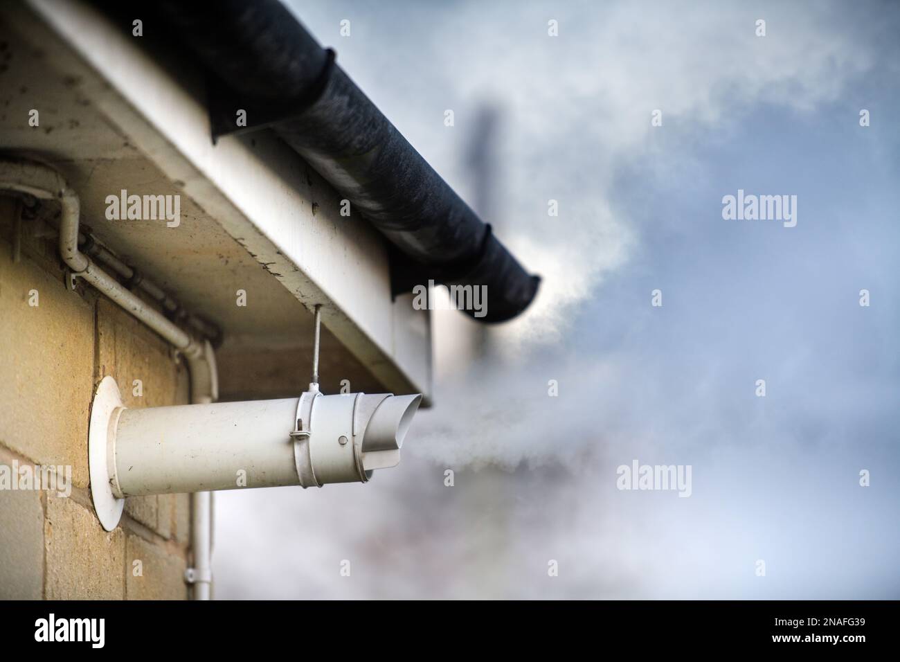 A gas boiler flue vent. Stock Photo
