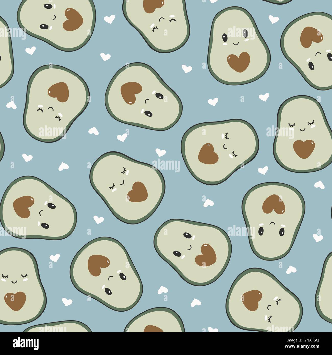 Seamless pattern with cute avocados and hearts. Print for clothing ...