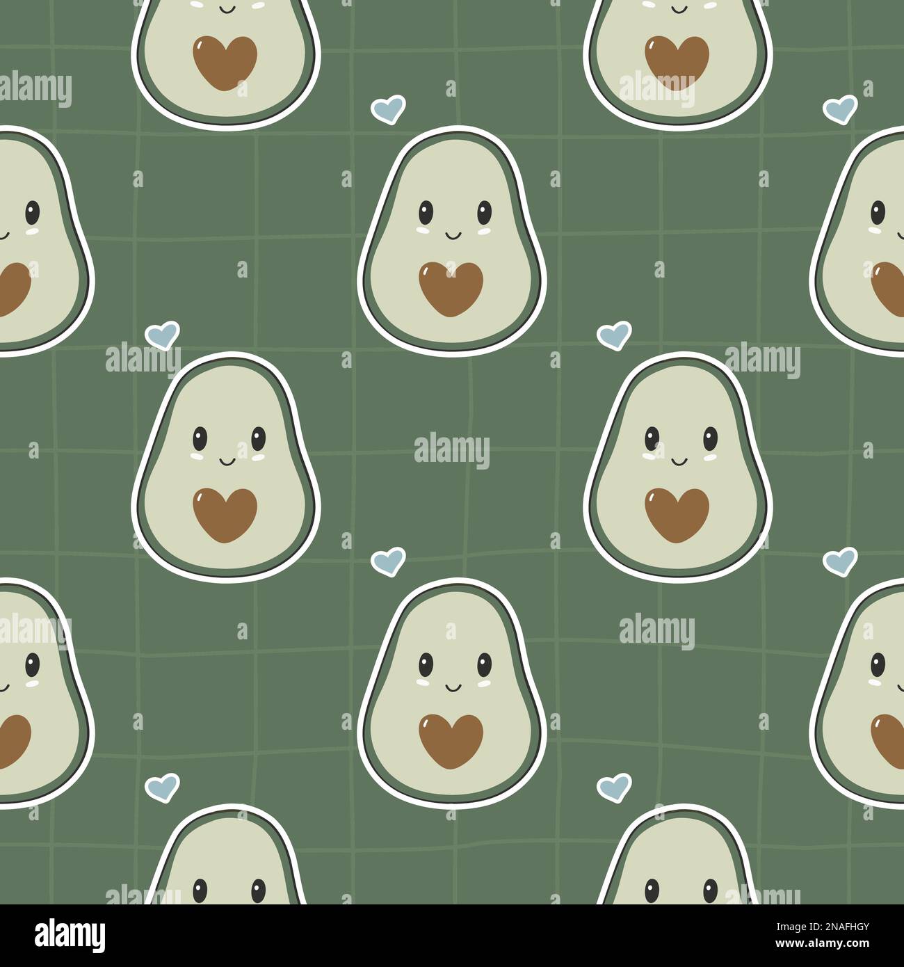 Seamless pattern with cute avocados and hearts. Print for clothing ...
