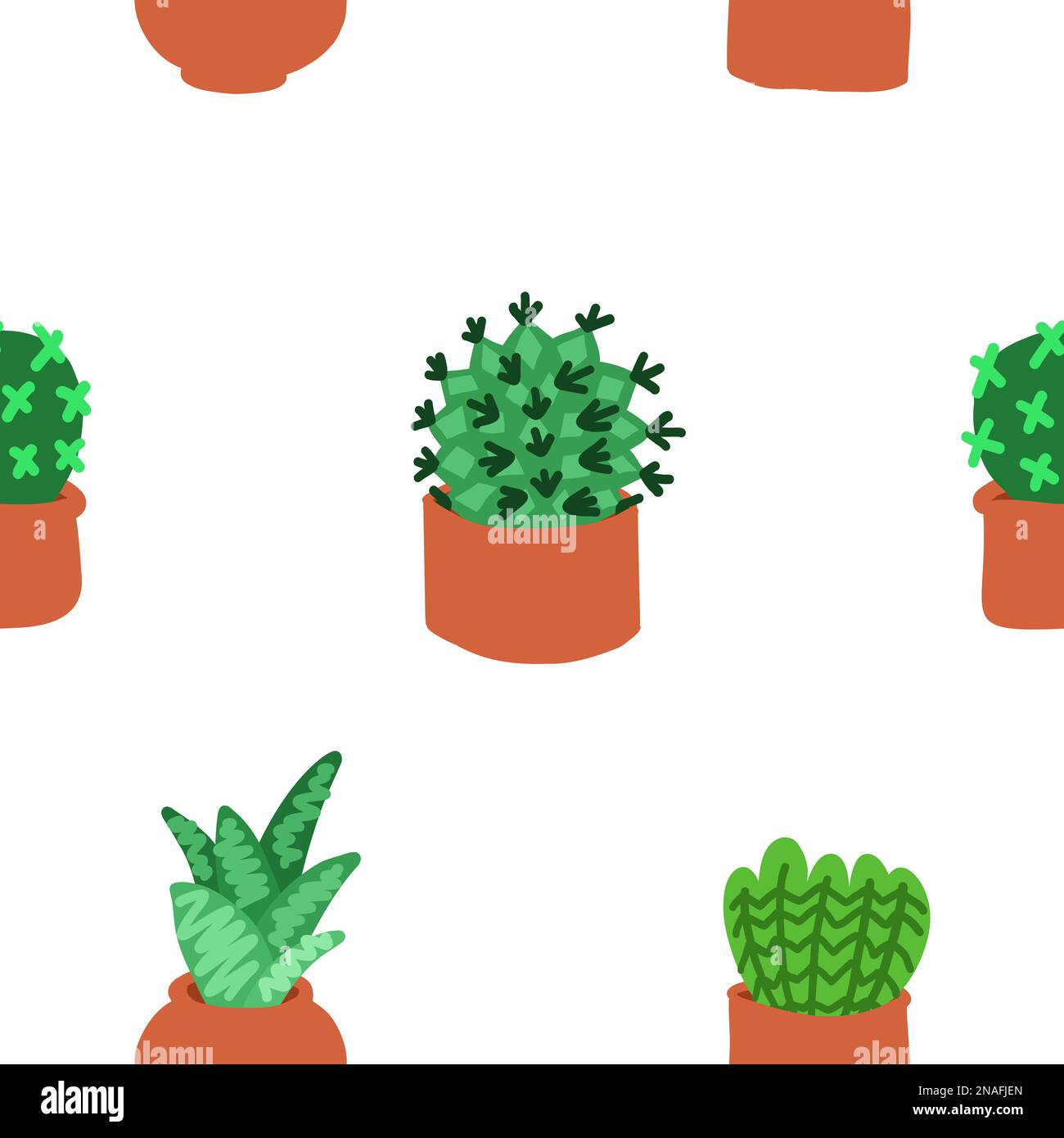 Cacti pattern. Vector illustration in cartoon flat style isolated on ...