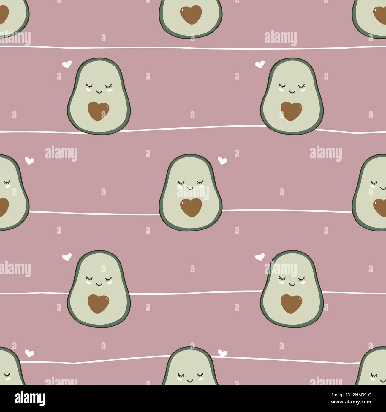 Seamless pattern with cute avocados and hearts. Print for clothing ...