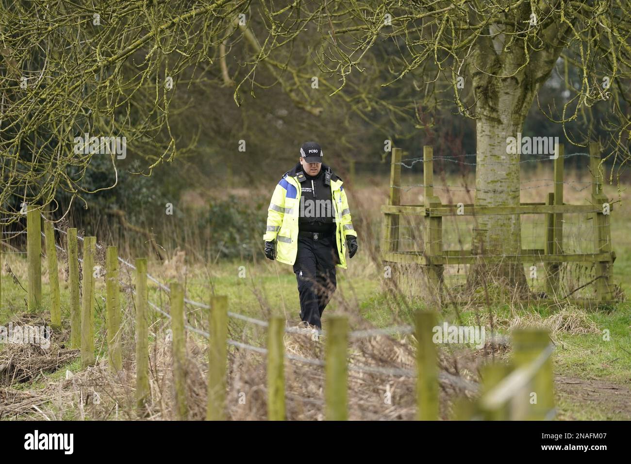 Police activity near the River Wyre in St Michael's on Wyre, Lancashire, as police continue their search for missing woman Nicola Bulley, 45, who vanished on January 27 while walking her springer spaniel Willow shortly after dropping her daughters, aged six and nine, at school. Picture date: Monday February 13, 2023. Stock Photo