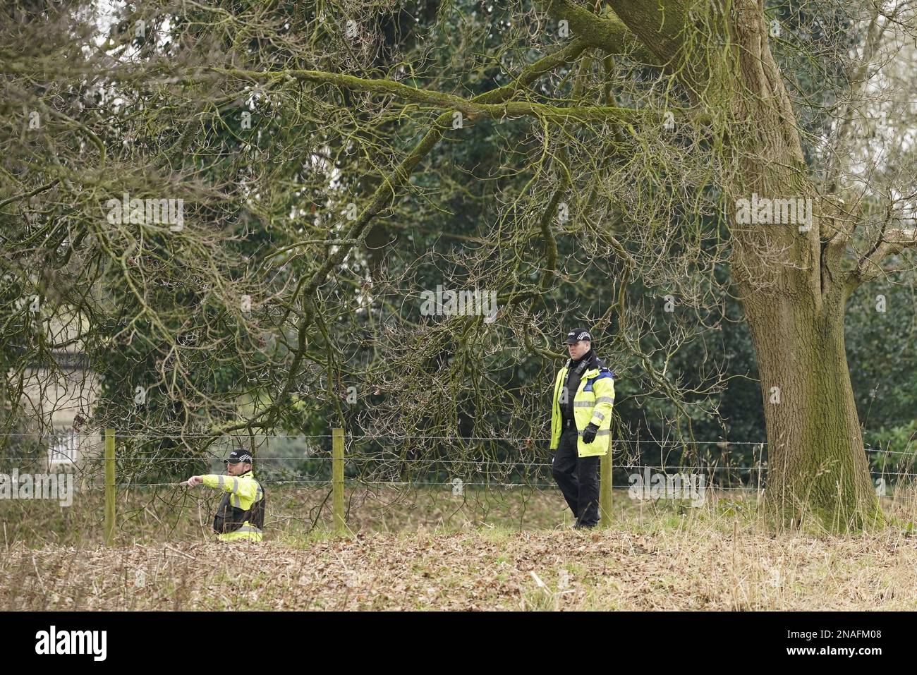 Police activity near the River Wyre in St Michael's on Wyre, Lancashire, as police continue their search for missing woman Nicola Bulley, 45, who vanished on January 27 while walking her springer spaniel Willow shortly after dropping her daughters, aged six and nine, at school. Picture date: Monday February 13, 2023. Stock Photo